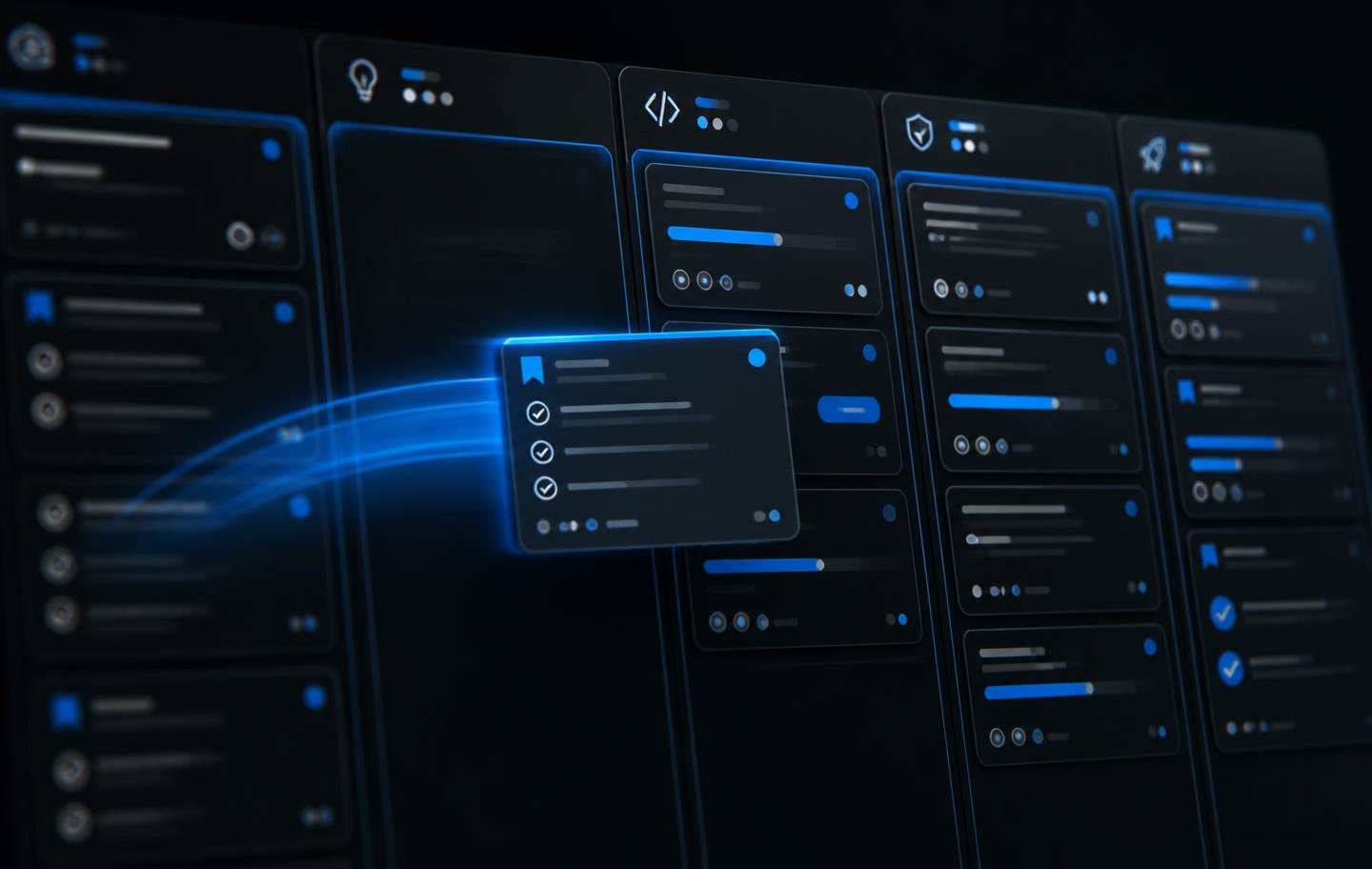 Animated-style user story moving through refinement, build, UAT and release